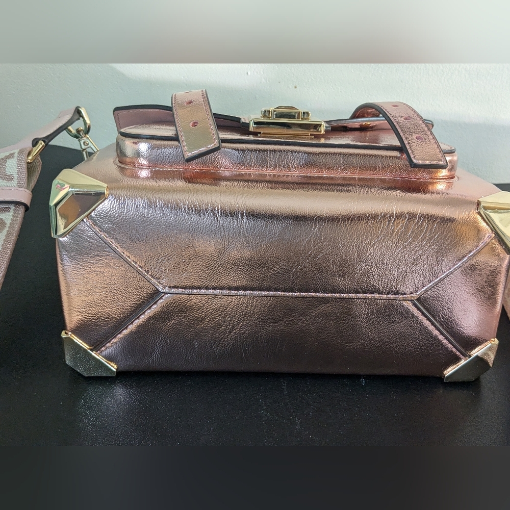 Michael Kors Pink Metallic Shoulder Satchel Messenger Purse Bag NWOT - Picture 10 of 13